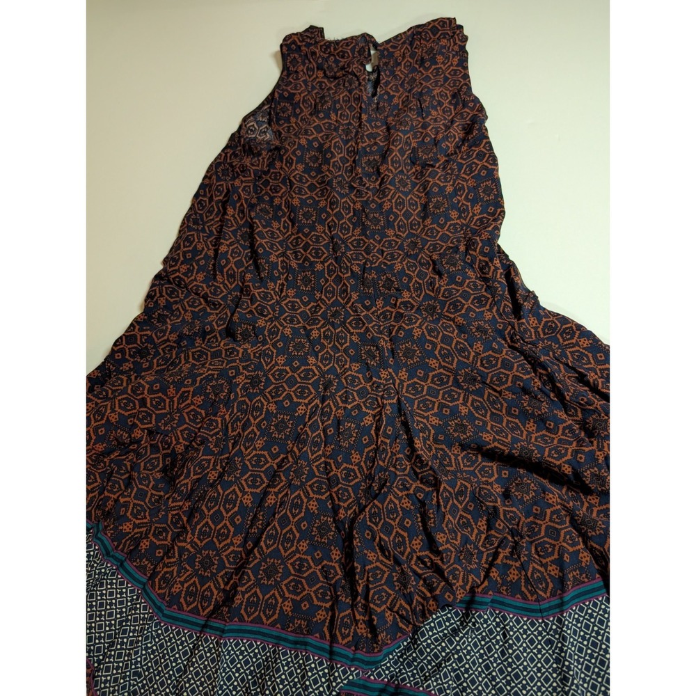 En Creme Women's Size S Boho Sleeveless Maxi Dress Geometric Tile‎ Print